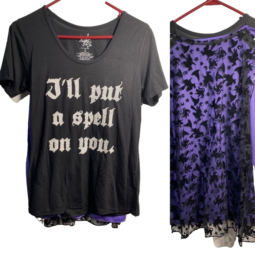 made right womens short sleeve shirt with 2 capes halloween size medium 7 9